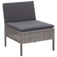 thumbnail image 4 of Ensemble de Salon de Jardin 3 Pcs avec Coussins en Rotin Poly Gris, 4 of 5