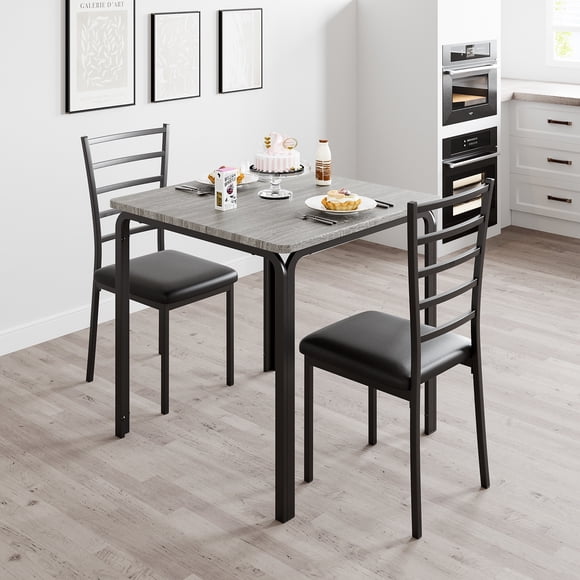 Towallmark Modern 2-Person Rectangular Dining Set – Space-Saving Design Ideal for Compact Dining Rooms, Apartments & Home Bars, Grey
