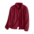 thumbnail image 3 of Kcodviy Women's Solid Color Fleece Sweaters Women Jacket Collar Zip Up Raffle Jacket Cozy Outerwear Fleece Women Fleece Shirts for Women Petite Jackets, 3 of 3