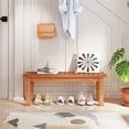 thumbnail image 4 of Costway 2 PCS 2-Person Outdoor Backless Bench with Slatted Seat Rustic Wooden Entryway Bench, 4 of 7