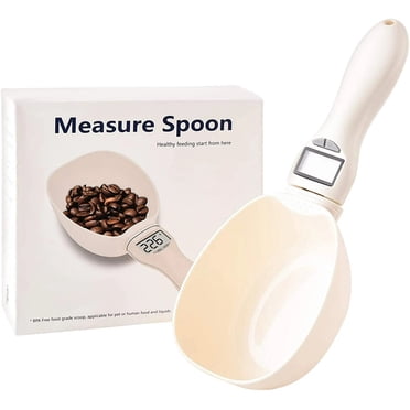 Toytexx Digital Measuring Spoon Scale, 1g–800g Food Scoop with LCD Display, 4 Units (g/ml/oz/fl oz), for Cooking, Baking & Pet Food (Beige)