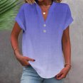 thumbnail image 2 of fatyb Womens Printed V Neck Tops Short Sleeve Button V Neck Tshirts Lightweight Summer Beach Blouses, 2 of 5