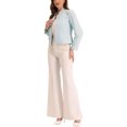 thumbnail image 2 of INSPIRE CHIC Women's Long Sleeve Plaid Tweed Blazer Button Down Work Short Jacket S Light Blue, 2 of 6