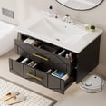 thumbnail image 1 of 30 inch Bathroom Vanity with Sink Combo, Floating Bathroom Vanity with Ceramic Basin, 2 Large Drawers with Gold Handle, Soft-Close Design, Easy Assembly, Black, 1 of 6
