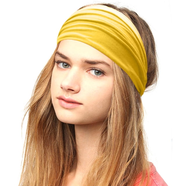 Women Solid Color Headband Elastic Head Wrap Headband Bandana