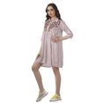 thumbnail image 4 of Moomaya Robe Chemise Brodée Unie Femmes Manches 3/4 Col Évasé Blouse, 4 of 6