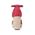 thumbnail image 2 of BLISSFUL STEP Sandales Compensées à Plateforme en Espadrille à Lacets pour Femmes Rouge (Taille 7,5), 2 of 6