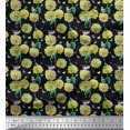 thumbnail image 1 of Soimoi Green Japan Crepe Satin Fabric American Robin,Insect & Flower Print Sewing Fabric BTY 42 Inch Wide, 1 of 1