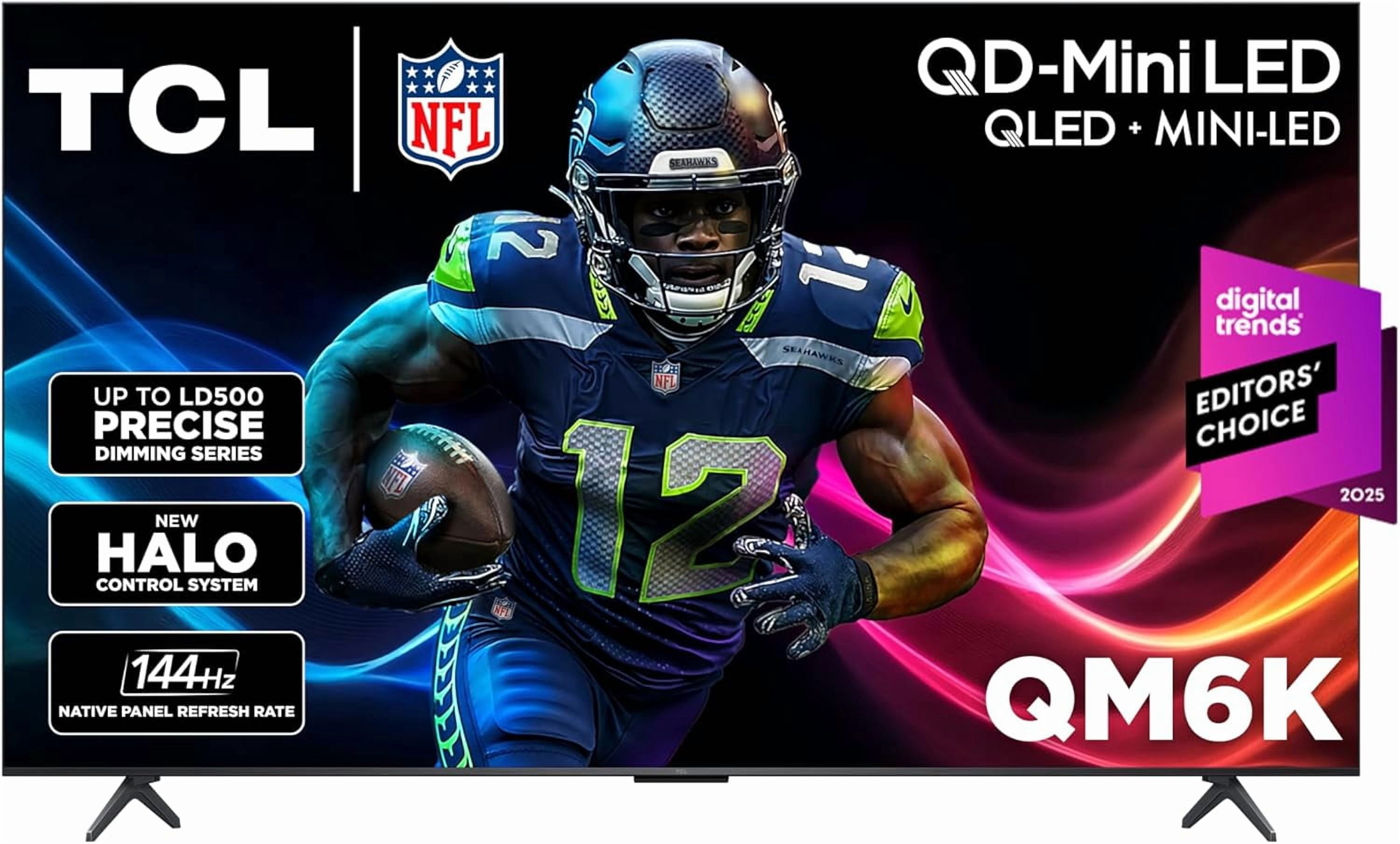 TCL 55” Inch QM6K Series QLED 4K Smart QD-Mini LED TV with Google TV (2025 Model) -New Halo Control System | LD500 Precise Dimming Series | 144Hz Native Panel Refresh Rate | Open Box