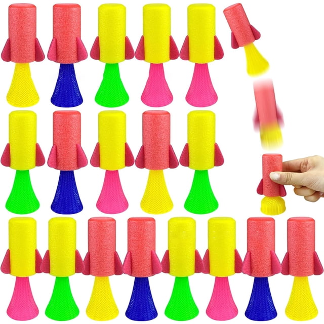 Lot de 9 Jouets Fusée à Ressort Sautants Popper Créatifs Balle Rebondissante Lanceurs de Fusée à Ressort Cadeaux de Fête Mini Jouets Fournitures de Fête Articles pour Sacs-Surprises