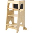 thumbnail image 2 of OUYAWEI 3-in-1 Toddler Standing Tower Kitchen Step Stool 150LBS Loading Bearing Adjustable with Anti-Drop Railing Safety Rail Design Wood, 2 of 8