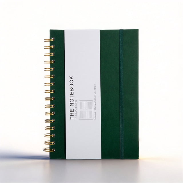 SLYNSHome Lined Spiral Journal Notebook Dark Green A5 Hardcover Spiral Journals for Women Men 200 Pages Spiral Bound Notebook,College Ruled Notebooks for Work