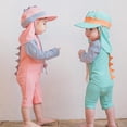 thumbnail image 4 of Hiiyo Little Boys Long Sleeve Zip-Up Rash Guard UPF 50+ One-Piece Swimsuit with Hat, 4 of 4