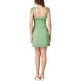 thumbnail image 3 of INSPIRE CHIC Women's Printed Spaghetti Strap Ruffle Flare Mini Dress S Light Green-Dots, 3 of 6