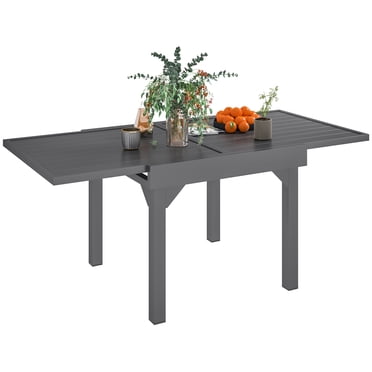 Outsunny Extendable Aluminium Outdoor Dining Table for 4-6 Person, Grey