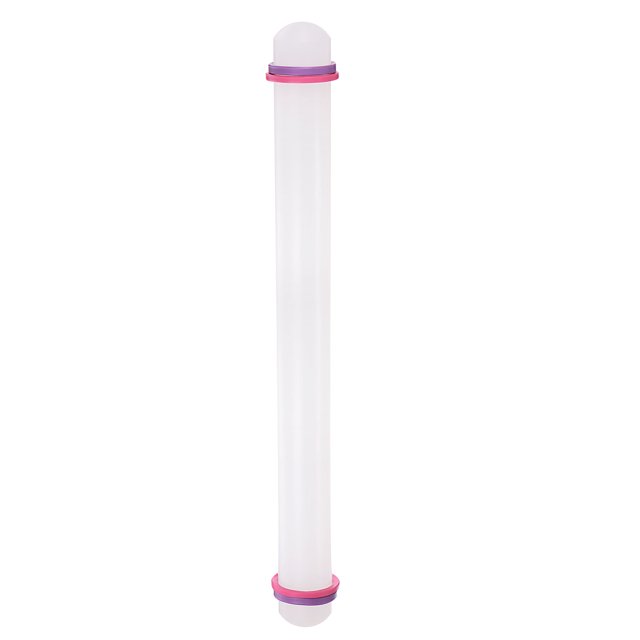 Unique Bargains Fondant Rolling Pin with Rings PP 50cm x 3.5cm Non Stick for Baking , White