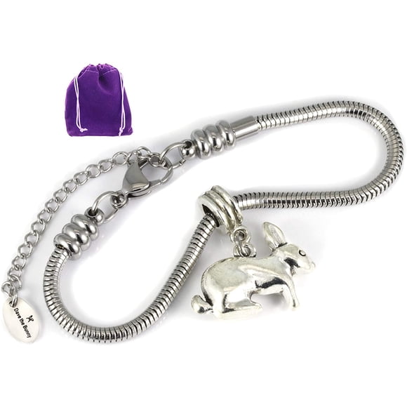 Rabbit Bracelet for Women | A Rabbit Gift with a Bunny Rabbit Charm on a Hypoallergenic Stainless Steel Snake Chain Bracelet Great Rabbit Gifts for Women or Men or Rabbit Jewelry as the Rabbit Gift