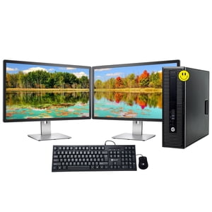 HP ProDesk G1 SFF Ordinateur de bureau avec double(2) neuf 24" Surveiller Intel Core i5 3,2 GHz 8GB RAM 128GB SSD 1TB HDD Windows 11 Pro WiFi Bluetooth remis à neuf