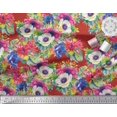 thumbnail image 3 of Soimoi Rayon Fabric Leaves,Lotus & Anemone Floral Decor Fabric Printed Yard 42 Inch Wide, 3 of 3