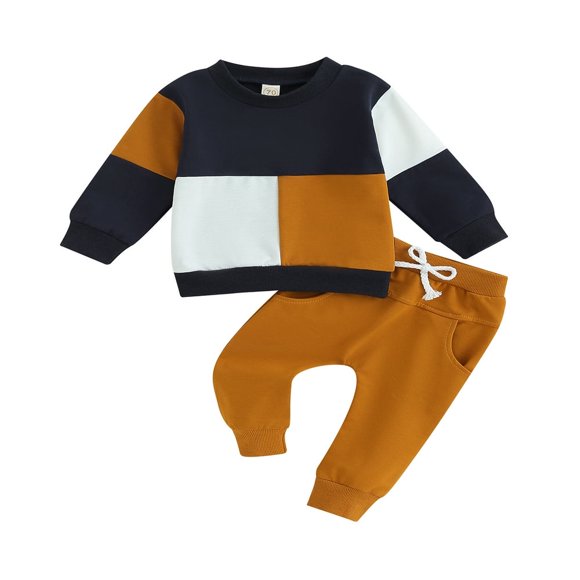 Cozy and Trendy Fall Outfits for Toddler Boys Contrast Color Sweatshirts and Long Pants