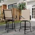 thumbnail image 3 of YUSAZENS Tabourets de Bar Pivotants d'Extérieur en 2 Pcs - Chaises de Terrasse Hauteur avec Rotation à 360°, Cadre Résistant à la Rouille, Idéal pour Jardin et Terrasse Brun, 3 of 7