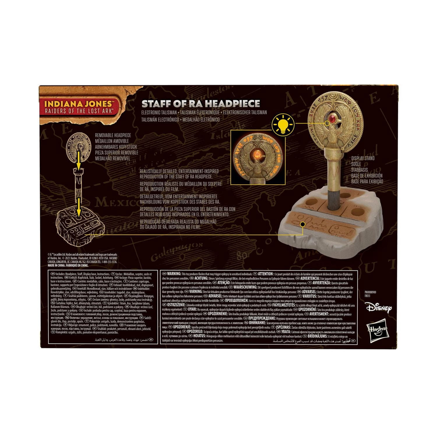 Indiana Jones and the Raiders of the Lost Ark Adventure Series Staff of Ra Headpiece Electronic Roleplay Talisman for Indiana Jones Costume Cosplay