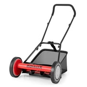 Ironmax Tondeuse à gazon à poussée 16 po avec ramasseur d'herbe amovible de 6,9 gallons à 5 lames pour jardin rouge
