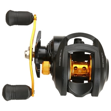 Moulinet Baitcasting de Pêche Ultra Lisse 17 + 1 BB Baitcaster, Traîne Max 8 kg, Rapport de Vitesse 7,2:1, Système de Freinage Magnétique