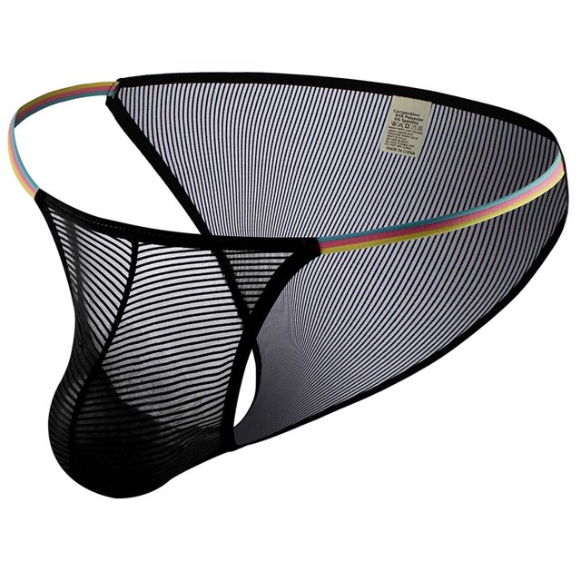 Fridja Men Casual Fashion Solid Charming Cutout Open File Ice Silk Briefs Classic Multipack Panties