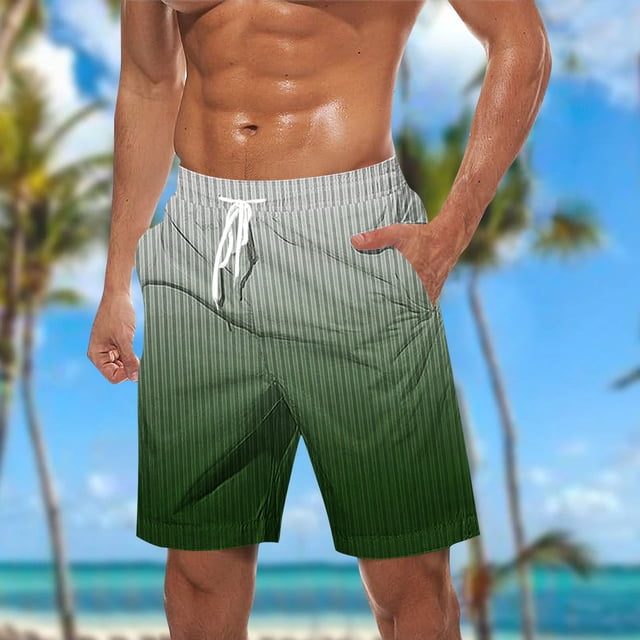 EOYWHK Mens Gym Shorts Big and Tall Athletic Swimwear Shorts Gradient Color Board Shorts Elastic Waist Beach Shorts Drawstring with Pockets ,Sizes S-5XL
