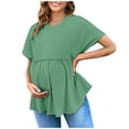 thumbnail image 2 of Liquidation d'Économies d'Été! Tunique à Manches Courtes à Col Rond pour Femmes Enceintes, Blouse Décontractée de Printemps Été, Chemise de Maternité Confortable et Tendance pour le Quotidien Liquidation Ventes Aujourd'hui Aubaines Prime, 2 of 8