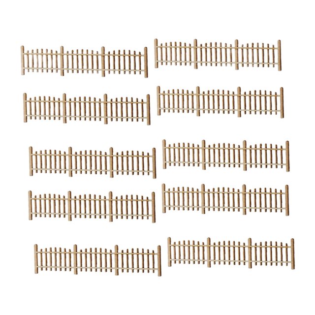 HILABEE 10 Pieces Mini Fences 1:50 Wood for Mini Fairy Gardens Diorama Scene Layouts Style F