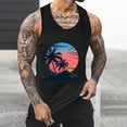 thumbnail image 2 of Sentmoon Débardeur pour Homme Été Sans Manches Col Rond Chandail de Compression Homme Imprimé Palmier Coupe Ample Évacuation de l'Humidité sous-Vêtement Chandail de Compression Homme Hawaii pour la Course par Temps Chaud L, 2 of 6
