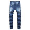 thumbnail image 3 of Pantalon en Denim Droit Ajusté Déchiré pour Homme, Coupe Extensible Confortable, Jeans Décontractés Stylés avec Délavage, 3 of 5