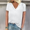 thumbnail image 2 of FAIWAD Womens Summer Tops Short Sleeve V Neck Pullover Shirts Loose Casual Solid Color Basic Tops, 2 of 4