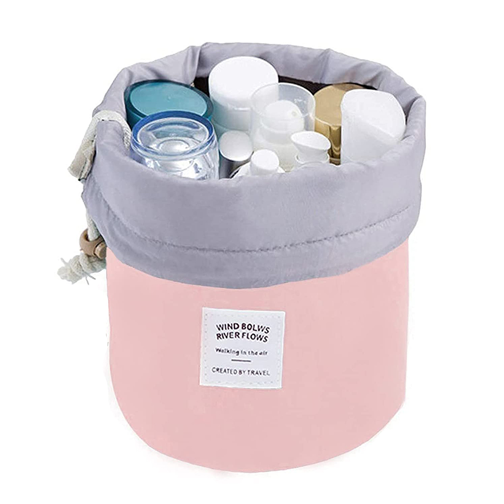 Cosmetic Bags Women Makeup Bags Drawstring Bucket Toiletry Bag Bathroom Storage Carry Cases Waterproof Make up Pouch Foldable Travel Cosmetic Organizer