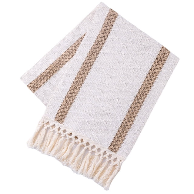 Pompotops Rustic Boho Table Runner Tablecloth With Fringe For Kitchen Home And Meal Wedding Decor Clearance