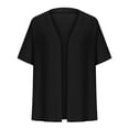 thumbnail image 4 of Women's Plus Size Cropped Cardigan Shrugs Short Sleeve Button Down Ribbed Knit Sweater Summer Kimono, 4 of 6