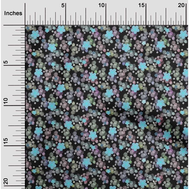 oneOone Cotton Flex Fabric Dot & Flower Floral Print Fabric BTY 40 Inch Wide