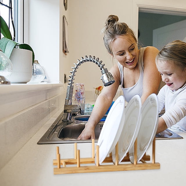Rbaofujie Ladder Wooden Utensil Rack - Plates Cutting Board Drying Rack - Kitchen Countertop Display Rack - Cabinet Storage Rack - Can Hold Cups - Books - Plates Etc. Clearance Sale