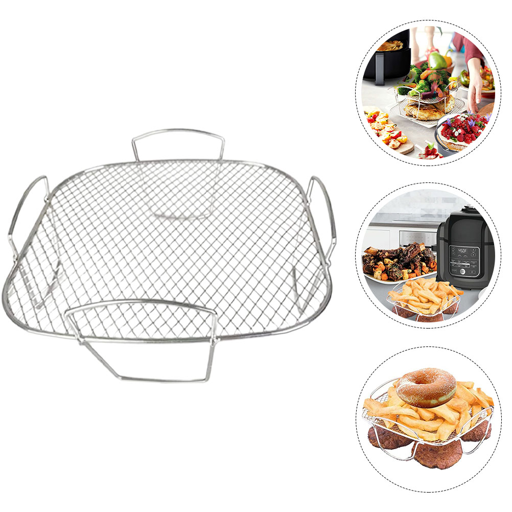 Raindrops Plated Silver Air Fryer Cooking Rack Stainless Steel with Mesh Design for Air Fryers and Steamers
