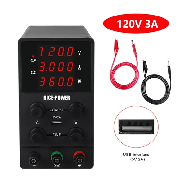 4 Digits USB DC Lab Power Supply Adjustable 30V 10A 60V 5A 120V 3A Accurate Regulated Voltage Regulator Switching Bench Source ,Safe Reliable