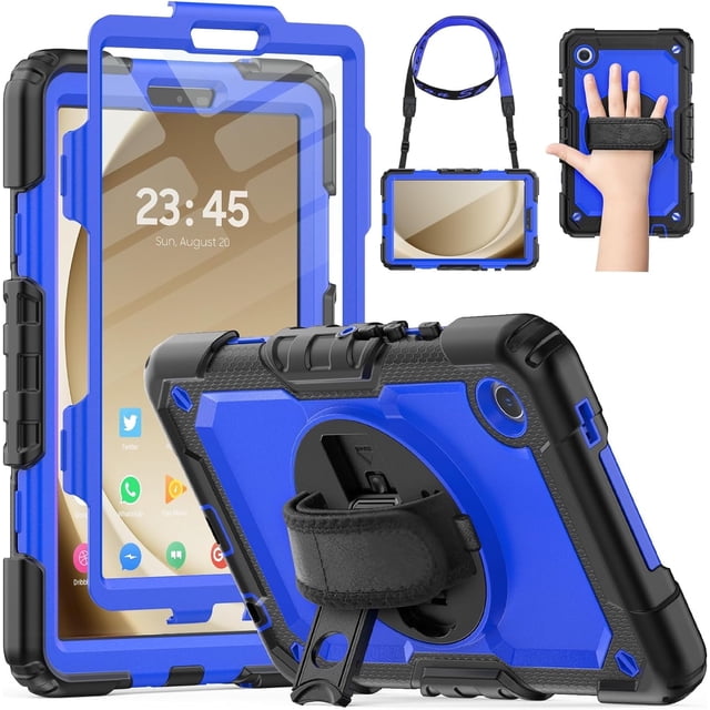 KOMI Case for Samsung Galaxy Tab A9 Case 8.7 Inch, Full Body Protective with Screen Protector/Hand Strap/Pen Holder, Sturdy Shockproof Samsung A9 Tablet Case 2023 SM-X110/X115/X117