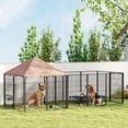 thumbnail image 2 of PawHut Outdoor Dog Kennel with Rotating and Adjustable Height Bowls, 2 of 10