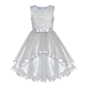 Robe de Demoiselle d'Honneur Enfant Grise Mariage Fête Robe de Demoiselle d'Honneur 8 Ans