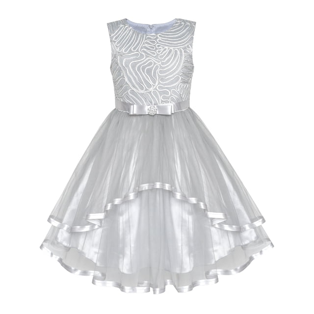 Robe de Demoiselle d'Honneur Enfant Grise Mariage Fête 7 Ans