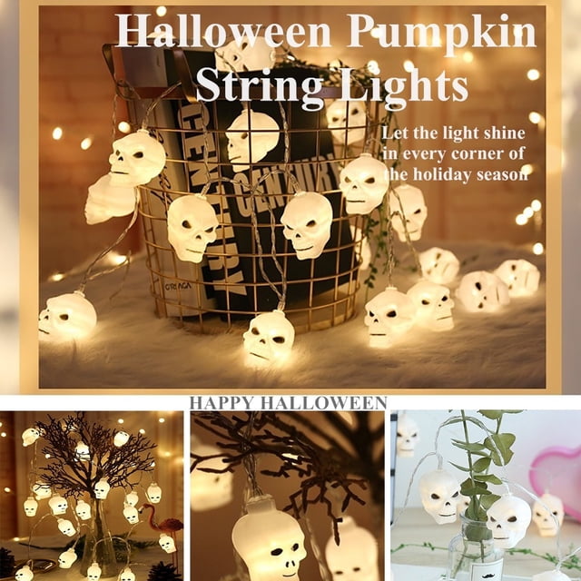 TIMIFIS Halloween Lights Halloween Skull Lights LED String Lights Halloween Decoration Props Halloween Decorations - Fall