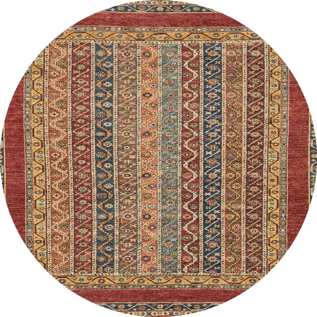 Ahgly Company Tapis d'Intérieur Ronds Abstraits Rouge Brique Feu Oriental, 5 Pieds Rond