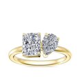 thumbnail image 1 of 1.00 Carat Excellent Radiant & Pear Cut Real Diamond Latest Design Two Stone Ring for Ladies Solid 14K Yellow Gold Size 7.5, 1 of 8