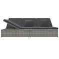 thumbnail image 2 of vidaXL Chaise Longue Convertible avec Coussins en Rotin Synthétique Gris Foncé, 2 of 5